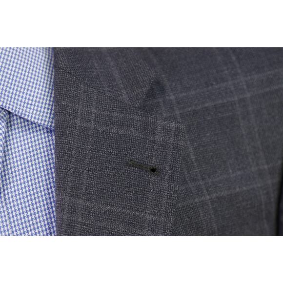 Jos A Bank Blazer Gray Windowpane Wool 2-Btn Sportcoat Signature 43R - Picture 5 of 8